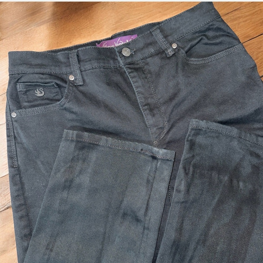 Gloria Vanderbilt Womens Amanda Jeans Sz 8L Black High Waist Stretch Straight